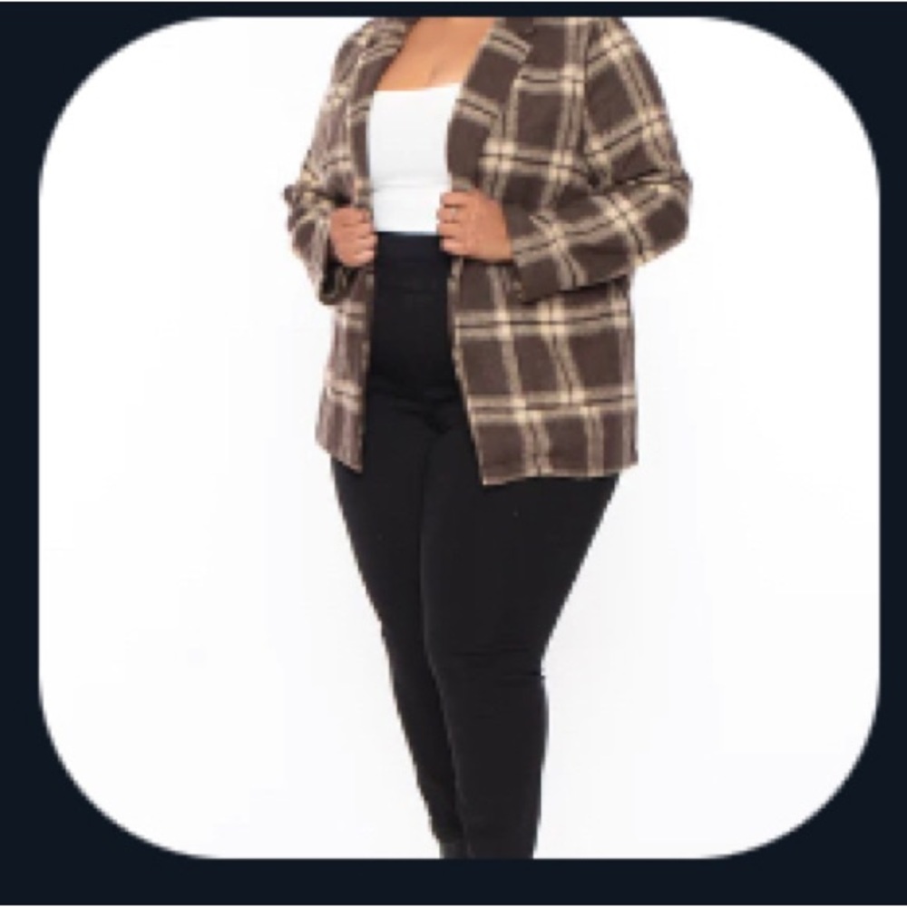 Brown plaid cashmere jacket